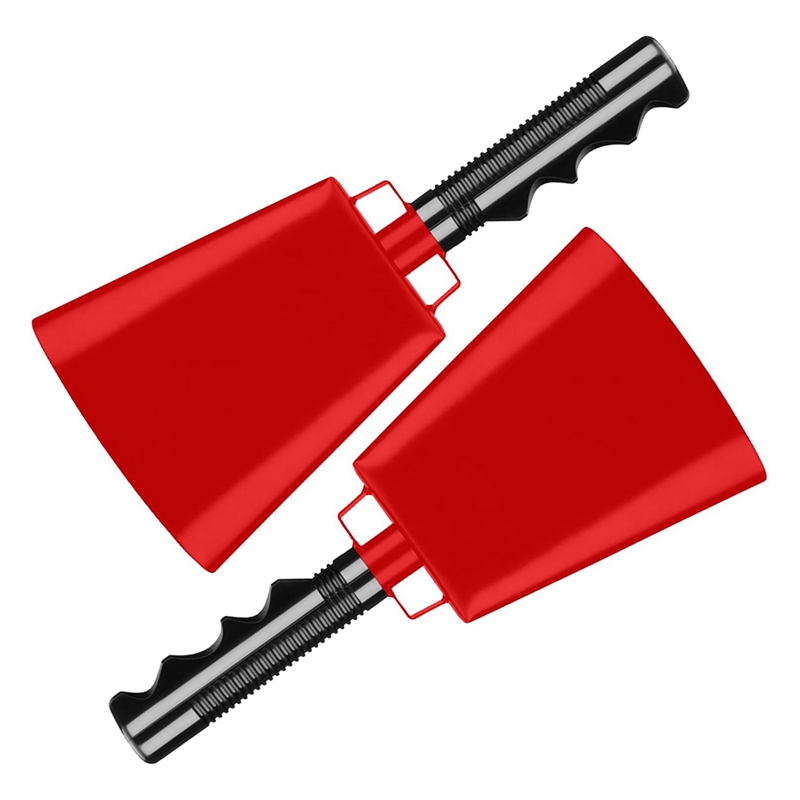 2 Pack 9 Inch Steel Cowbells, Loud Noise Makers for Sports, Parties, and School Spirit Events