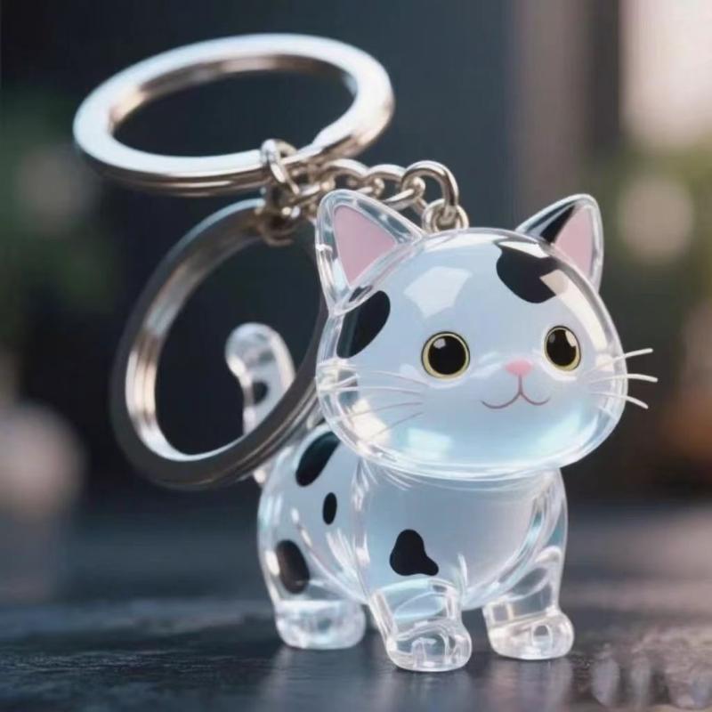 PICOK Phim Hoạt Hình Mèo Hình Dạng Con Chó Mèo Tóc Lưu Trữ Hộp Tóc Trong Suốt Chải Chuốt Pet Tóc Keychain DIY Handmade Keyring Mặt Dây Chuyền Ba Lô - 6