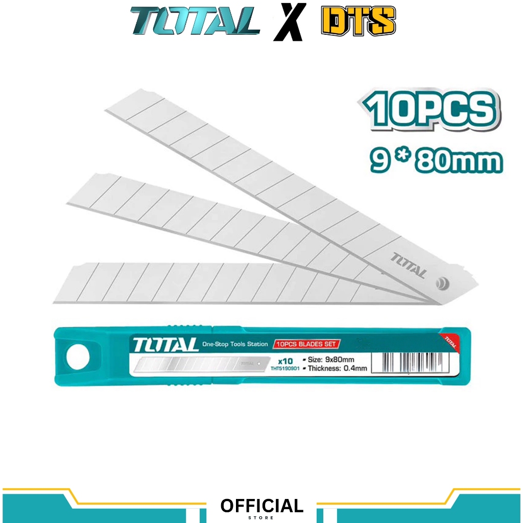 Bộ lưỡi dao mini TOTAL THT5190901 9x80mm lưỡi dao rọc giấy sắc bén thay thế tiện dụng dùng cho văn phòng DIY sửa chữa
