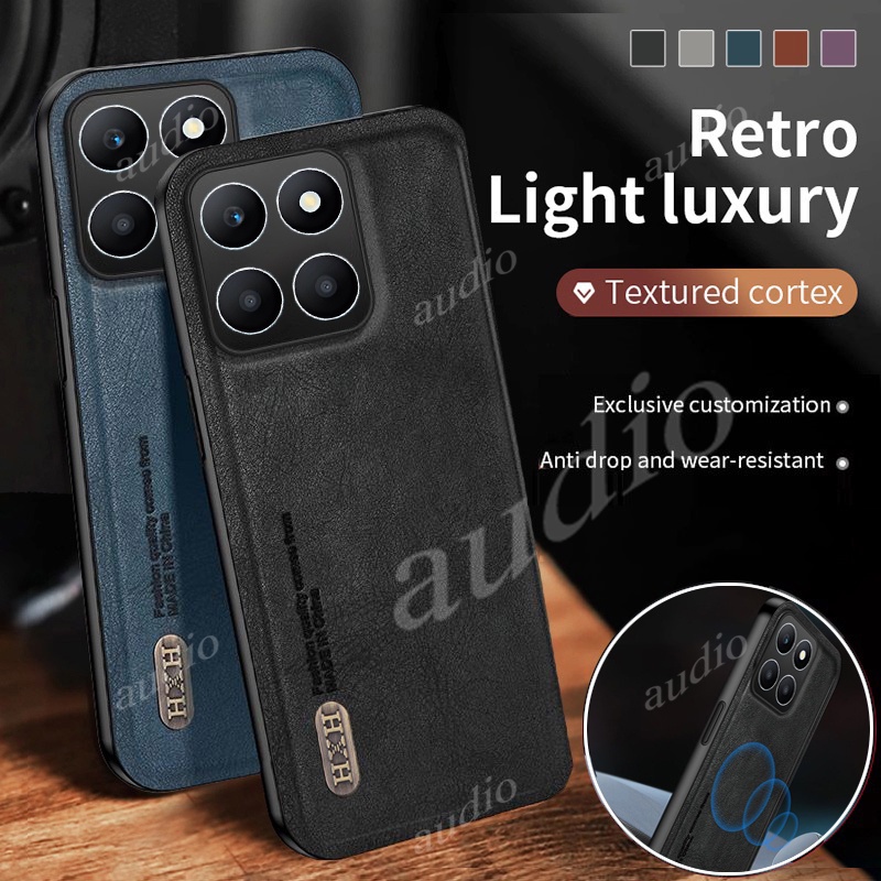 Honor X5b Plus 4G Luxury Leather Casing For Honor X5b Plus X5bPlus 4G 2024 Phone Case Frosted Anti-fall Magnetic Suction Shockproof Soft Back Cover For Honor X5B plus x5bPlus 4G