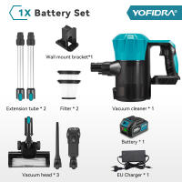 YOFIDRA 2IN1 มือถือเครื่องดูดฝุ่นไร้สายทรงพลัง30KPa 1800W พร้อมอุปกรณ์ทำความสะอาดบ้านไฟ LED สำหรับหมุดแบตเตอรี่ Makita 18V