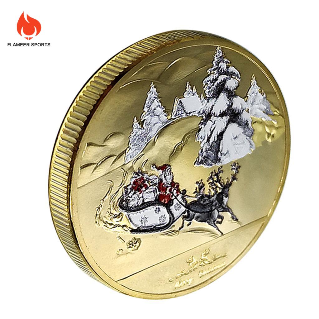 Flameer chúc mừng năm mới Santa Claus đồng xu 40mm Quà Tặng huy hiệu sưu tập Vàng