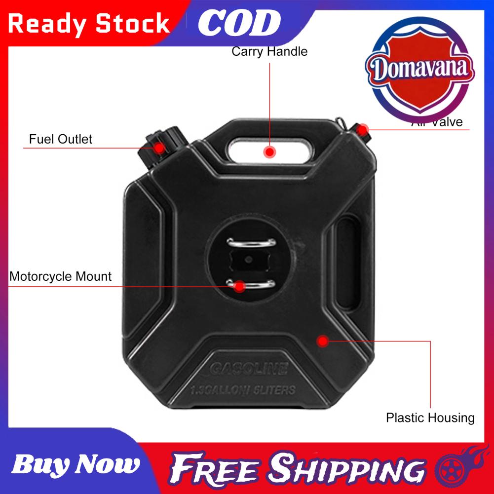 Domavana Bình Xăng 1.3 Gallon 5L Dầu dự phòng di động có thể có khóa và chìa khóa Phù hợp cho xe máy SUV ATV Hầu hết các xe ô tô màu đen Giá 667,000 Đồng*Miễn phí vận chuyển