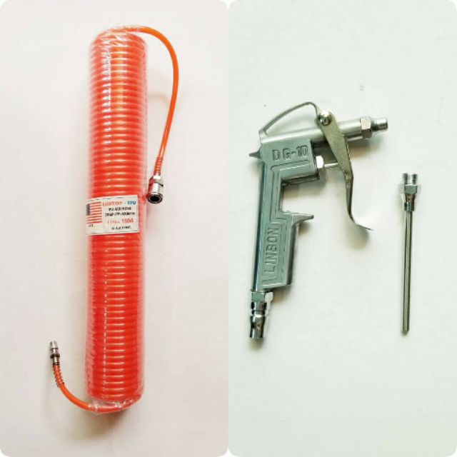 Bộ súng xịt dg 10 hơi kèm ống hơi xoắn màu cam