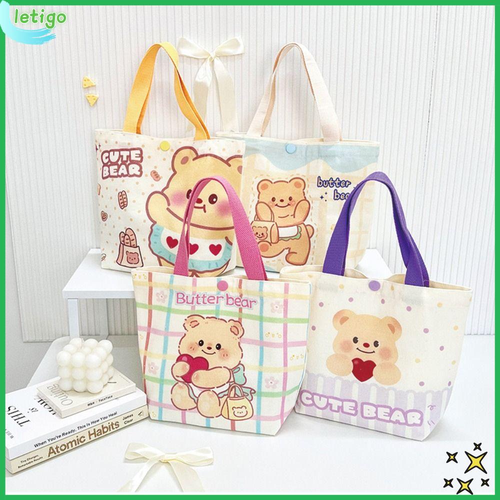 LETIGO Vải bố Túi mua sắm Sức chứa lớn Gấu bơ Túi xách Thường ngày Túi tote Phụ nữ