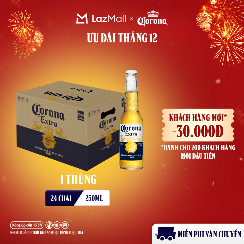  Thùng 24 Chai Bia Corona Extra Nhập Khẩu  250ml chai  