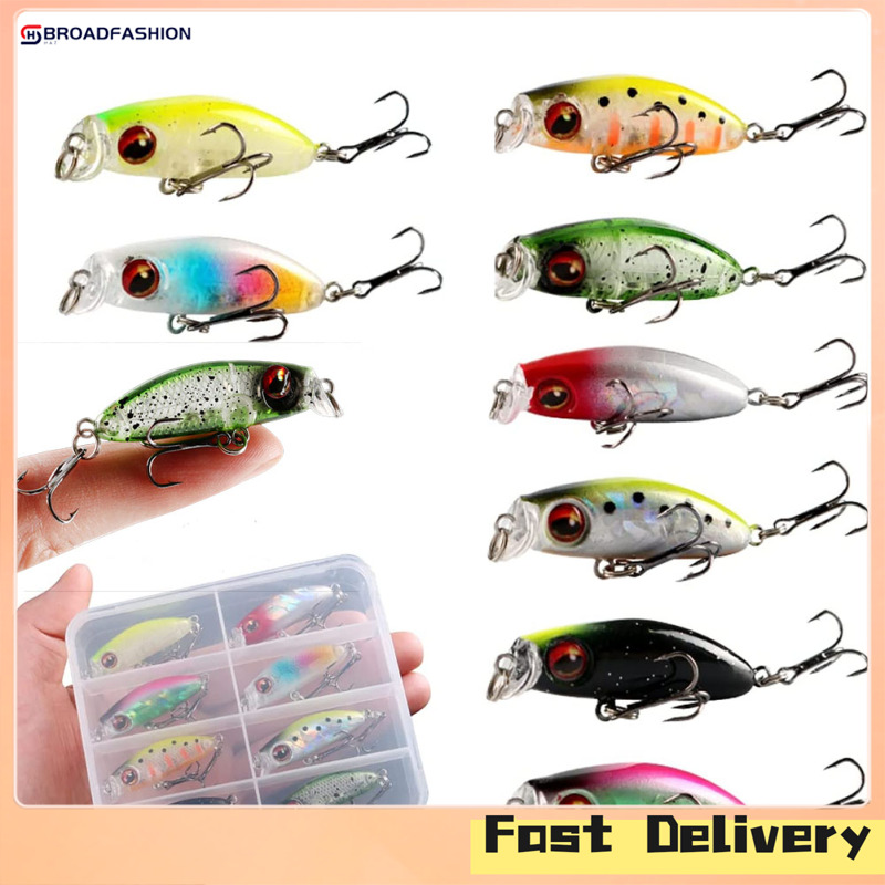 Broadfashion 8pcs False Fishing Lure Set 3.1g/4.3cm Fishing Popper Bait Long-range Lure Bionic Fake Bait With Spoiler ราคา 148 บาท*ส่งฟรี