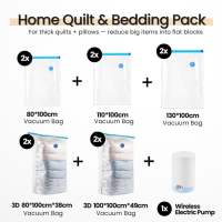Mixshop Vacuum Bag Set with Wireless Electric Pump | Travel & Home Storage | 8 Set Options