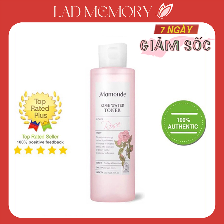 Nước hoa hồng Mamonde Rose Water Toner 250ml Tạo hàng rào gốc nước bảo vệ da, làm dịu và dưỡng ẩm