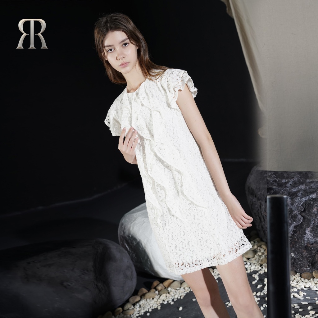 Rập - đầm cổ tròn tay lỡ bèo ren - prime 44