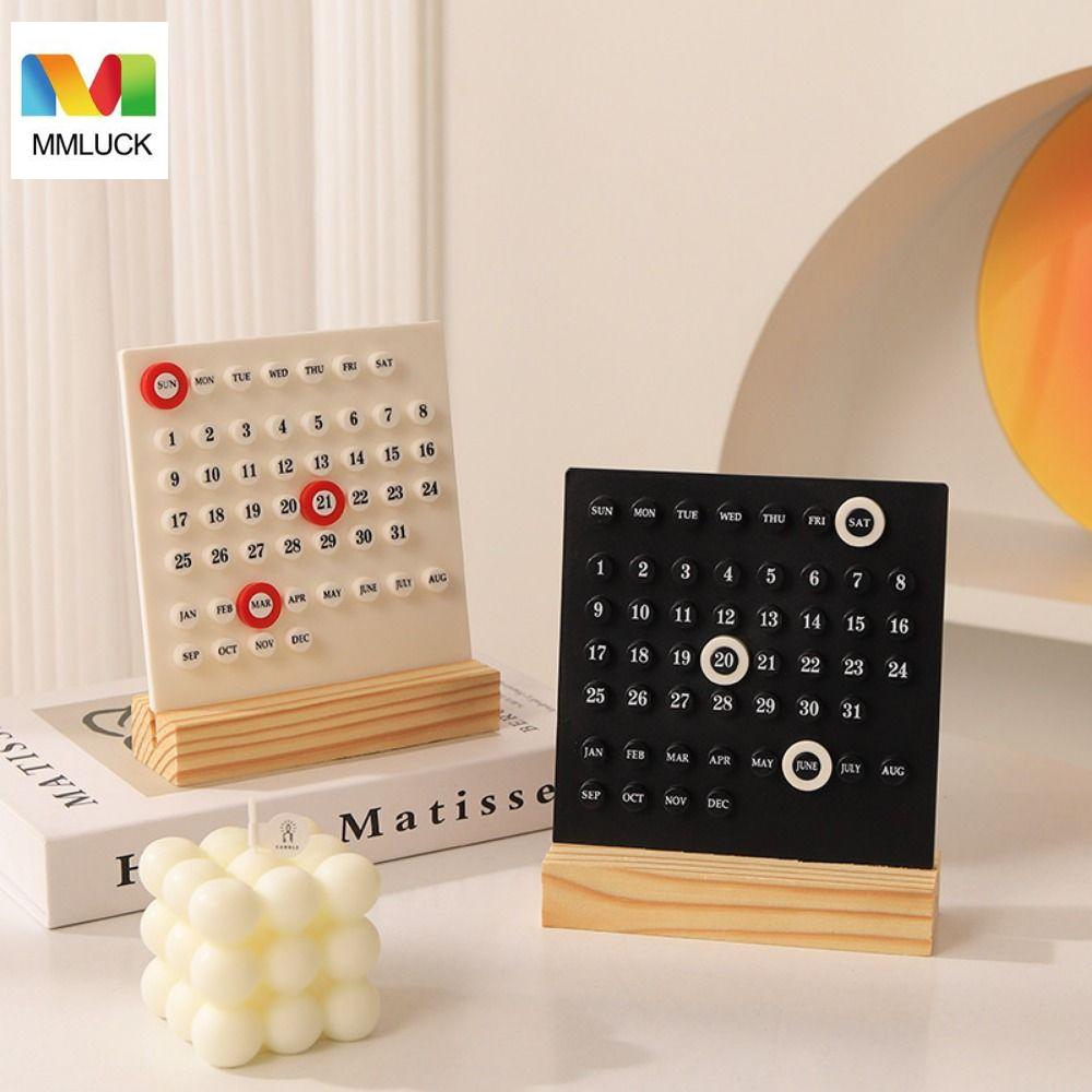 MMLUCK Đế Gỗ Lịch tự làm bằng nhựa Acrylic Thủ công Mười nghìn năm Lịch Vạn Niên thủ công Đa năng Vận hành bằng tay Sổ lập kế hoạch ngày Acrylic Văn phòng