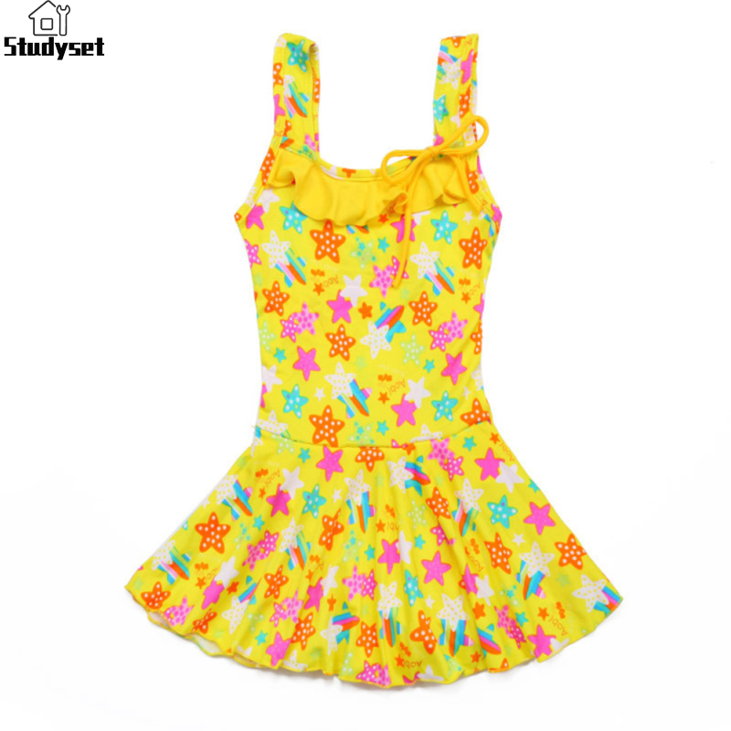 Studyset IN stock Kids Girls Cute Printing Princess Dress Style Swimwear for Hot Spring Swimming ราคา 118 บาท*ส่งฟรี