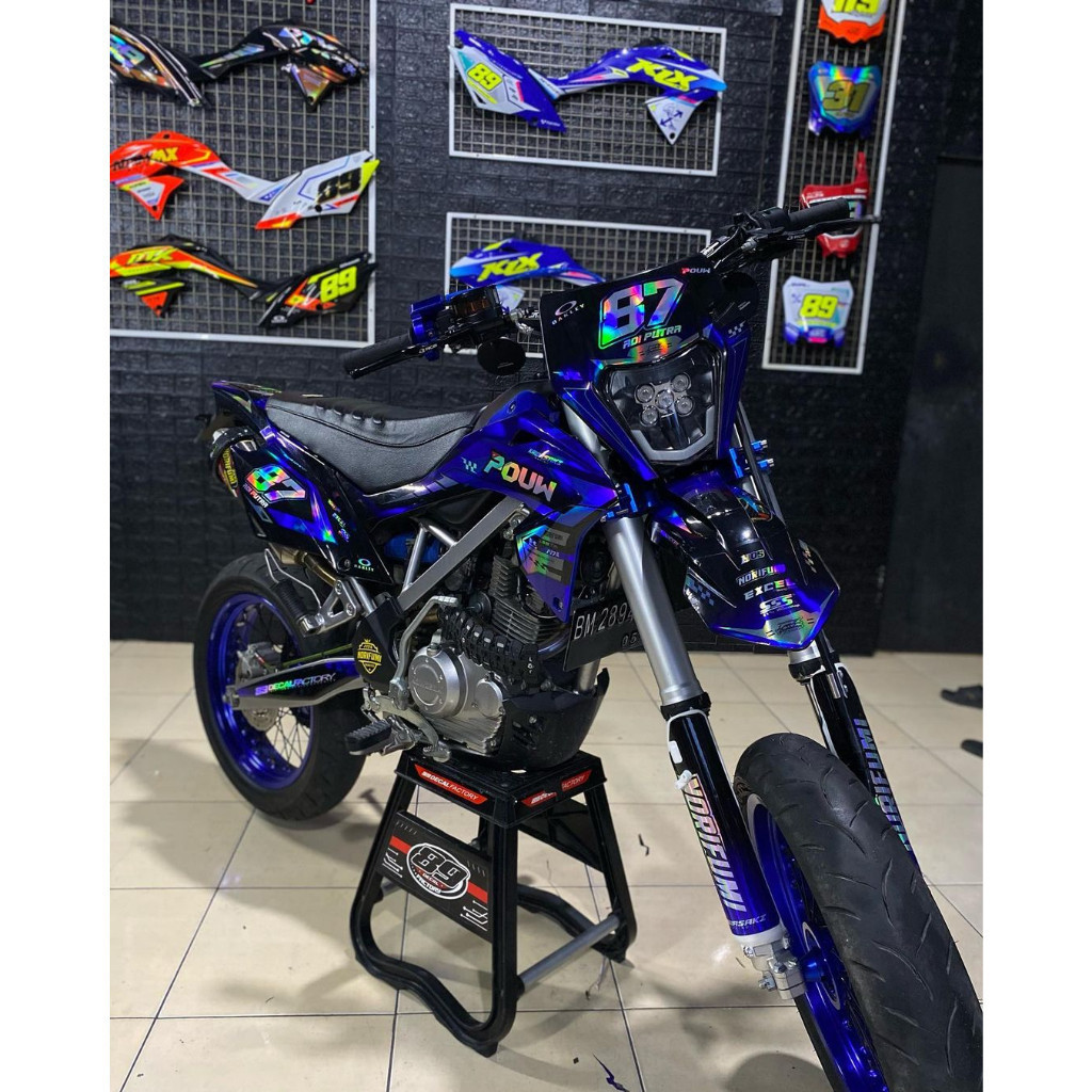Decal/Stiker-KLX BF-CRF 150L D'Tracker- WR155/Gordon(Bisa ganti warna+nama+no) Harga  166,725 Ringgit*Penghantaran Percuma