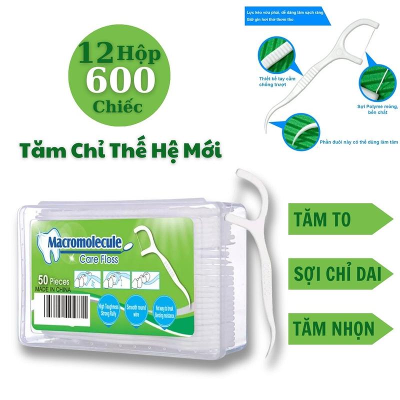  Combo 12 Hộp Tăm Chỉ Nha Khoa Làm Sạch Kẽ Răng Nhẹ Nhàng - Tem Xanh Lá 
