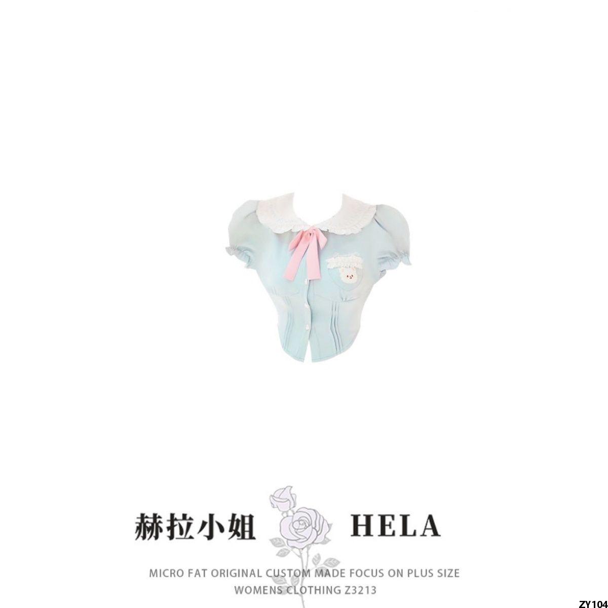  Áo Sơ Mi Béo Bộ Dây Đeo Thuần Khiết Bánh Ngọt Cổ mm Búp Bê Thiết Kế Mùa Hè 2023 Nữ Cỡ To HELA Váy Ngọt Ngào 