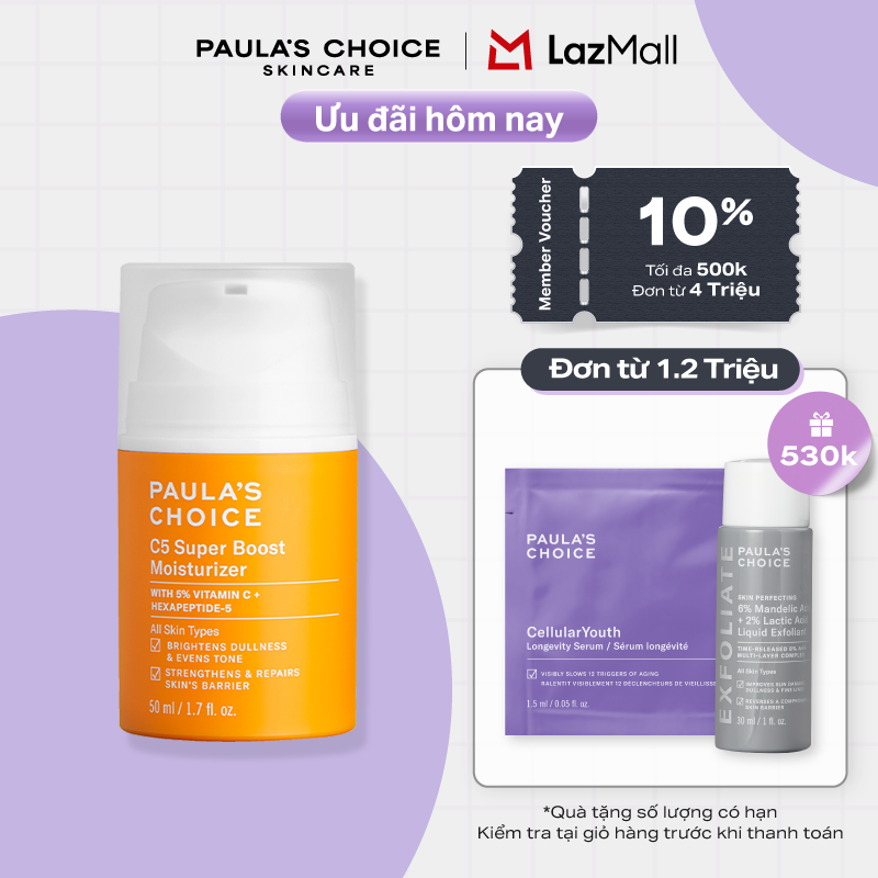 Kem dưỡng ẩm Vitamin C làm sáng da và tăng sinh collagen Paula's Choice C5 Super Boost Moisturizer 50ml 2900