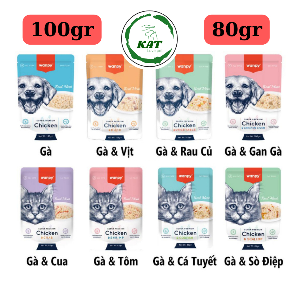 Pate wanpy premium cho chó mèo - gói 85g 100g - kat store