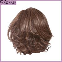 Women Short Curly Wigs with Partial Hairstyle Natural Look High Temperature Silk Hair Wigs Long-Lasting Wear Fashion Fluffy Brown Color Wig Headgear Hair Product