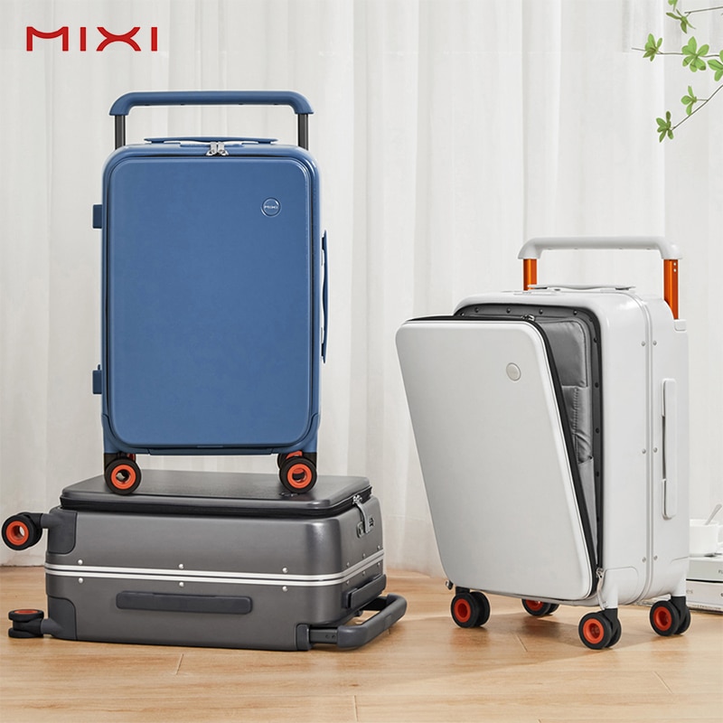 Mixi 2022 Thiết kế mới Vali tay cầm rộng Nam hành lý xách tay Hộp đựng xe đẩy du lịch nữ Cabin 20 inch PC Khung nhôm M9275