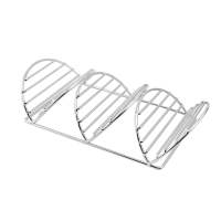MKEB MALL Grill Restaurant with Easy-Access Handle Wave Shaped Stainless Steel Kitchen Tools Taco Holder Taco Shell Stand Tray Plate