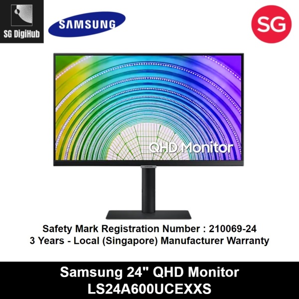 Samsung LS24A600UCEXXS 24 QHD Monitor with USB type-C and IPS panel (3 Years - Local Manufacturer Warranty) Singapore