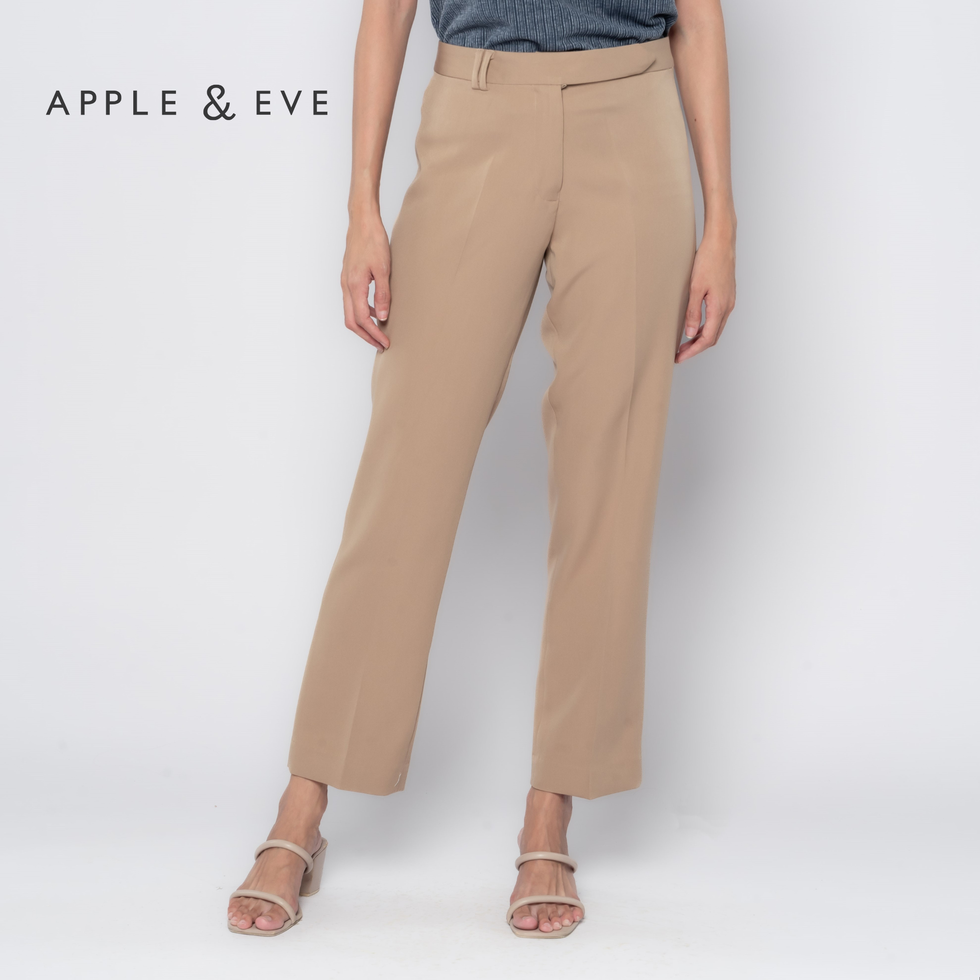 Apple & Eve Casual Capri Pants with Pleated Tab Detail