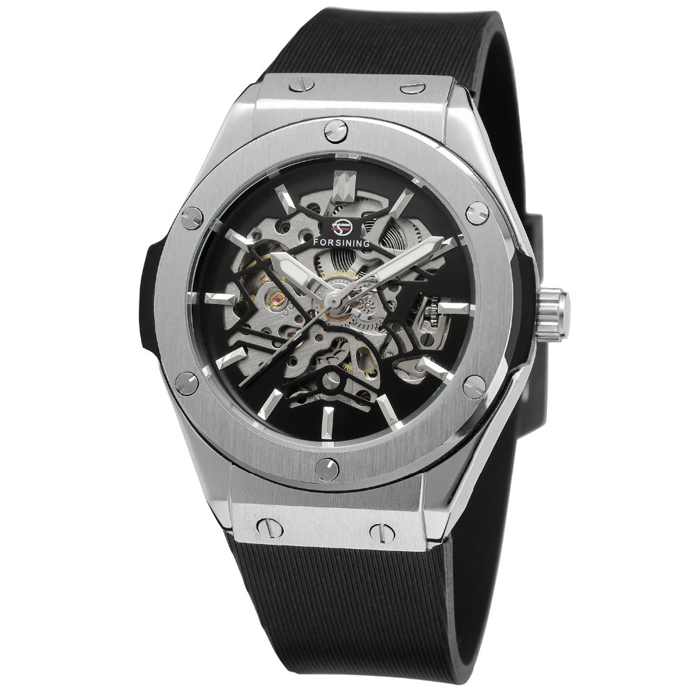 Black cut-out silver movement