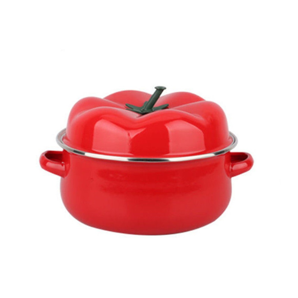 IUYJN Tay cầm hai tai Nồi tráng men cà chua Có Nắp 1.6/2L Nồi súp Thời trang Bền Chảo Mì - 2