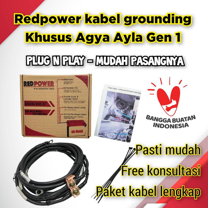 REDPOWER KABEL GROUNDING MOBIL AYLA AGYA GROUND 5 TITIK WIREKIT DAIHATSU TOYOTA CAR 1KR 1KR-DE PNP PLUG AND PLAY -Bhre Cakra Harga 217,000 rupiah*Gratis Ongkir