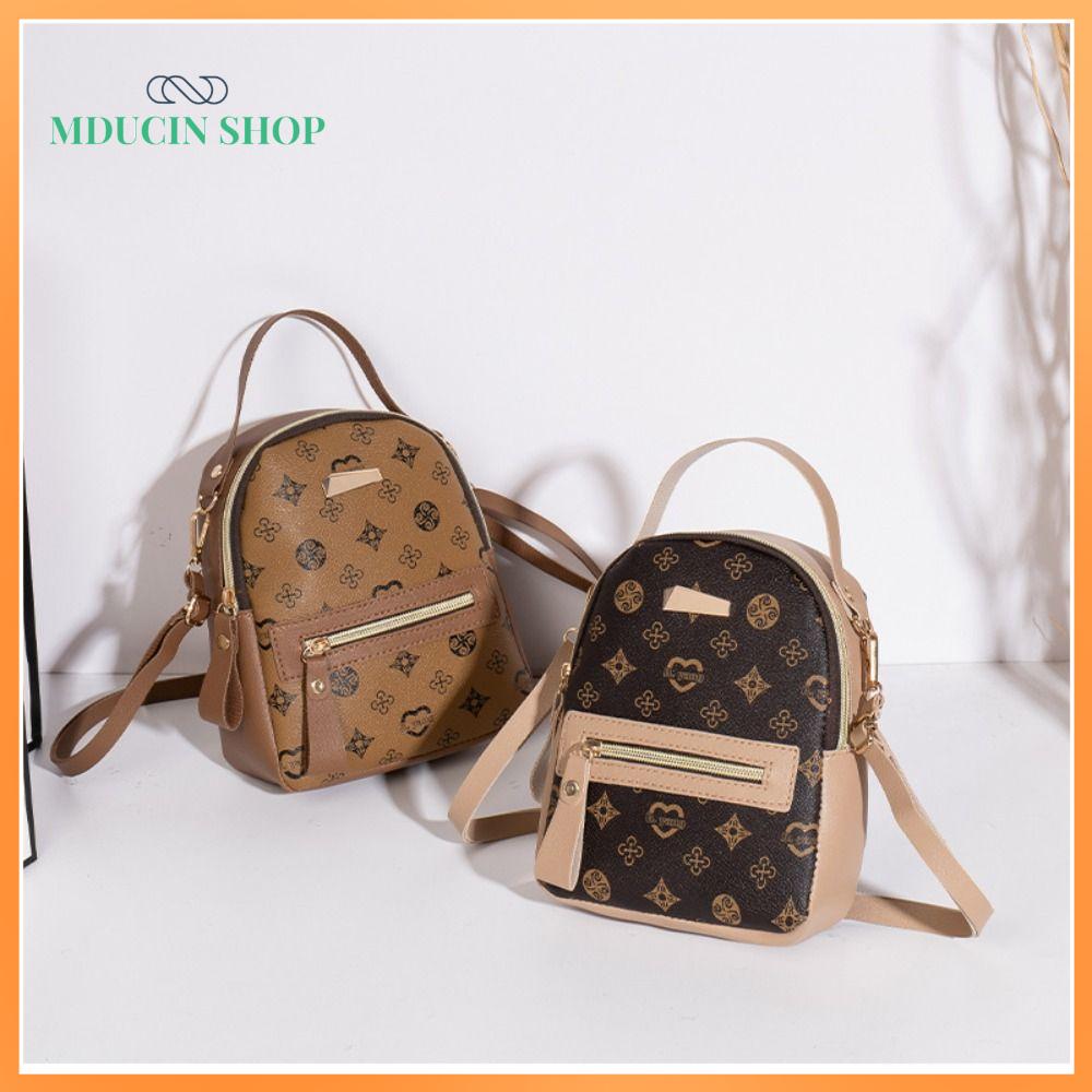 MDUCIN SHOP PU Ba lô nhỏ Hai Lớp In Túi đeo vai Túi đeo chéo Nữ Cô Gái