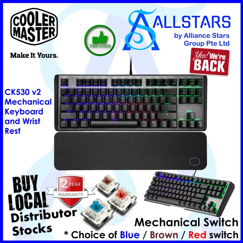 Cm Cooler Master Coolermaster Ck530 V2 Tenkeyless Rgb Mechanical Keyboard And Wrist Rest Ck 530 Gktr1