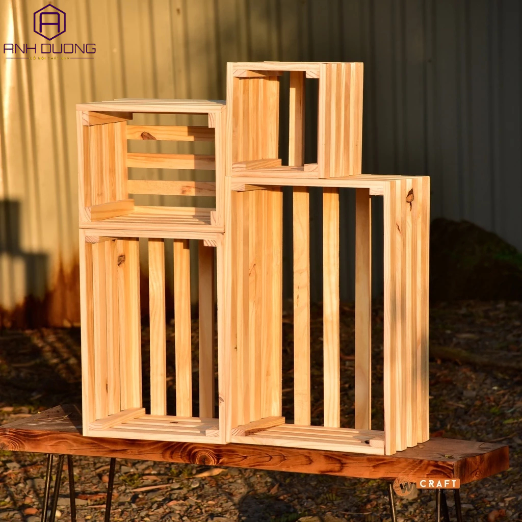 Thùng gỗ pallet đựng đồ - Hộp gỗ trang trí giao trong ngày