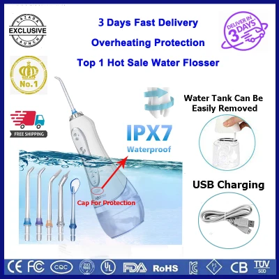 (3 Days Delivery+Top 1 Sale) H2ofloss 3 Modes 320ml IPX7 Waterproof Portable Oral Irrigator USB Rechargeable Dental Irrigator Water Flosser Teeth Pick Flosser Water Jet Waterpik Water pik Teeth Cleaner Tooth Floss