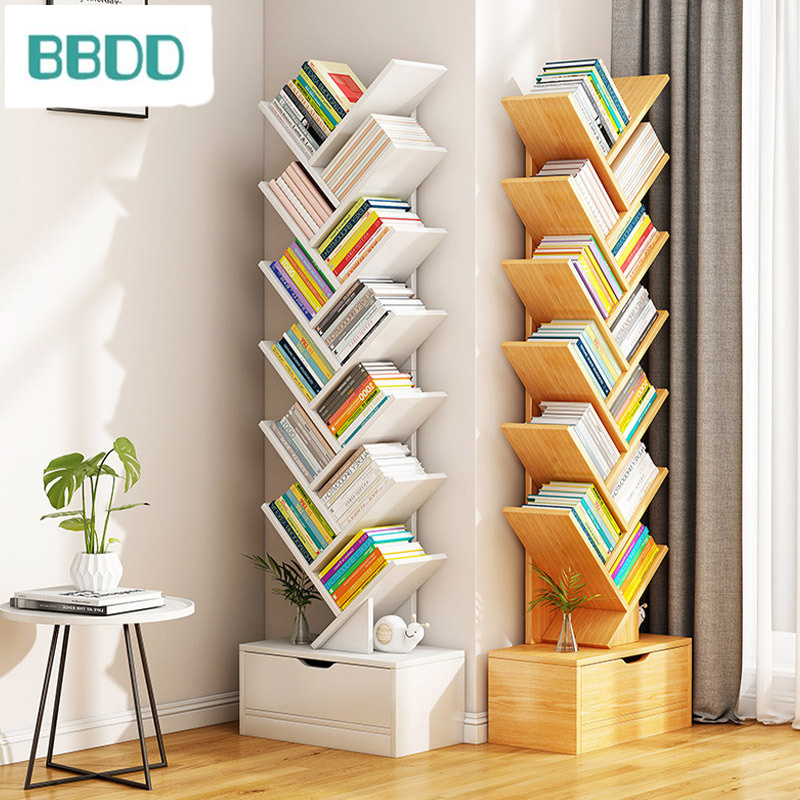 Giá sách đơn giản giá lưu trữ đứng sàn phòng khách Tủ Sách Nhỏ Hình Cây nhà treo tường nhiều lớp hẹp lưu trữ Tủ lưu trữ