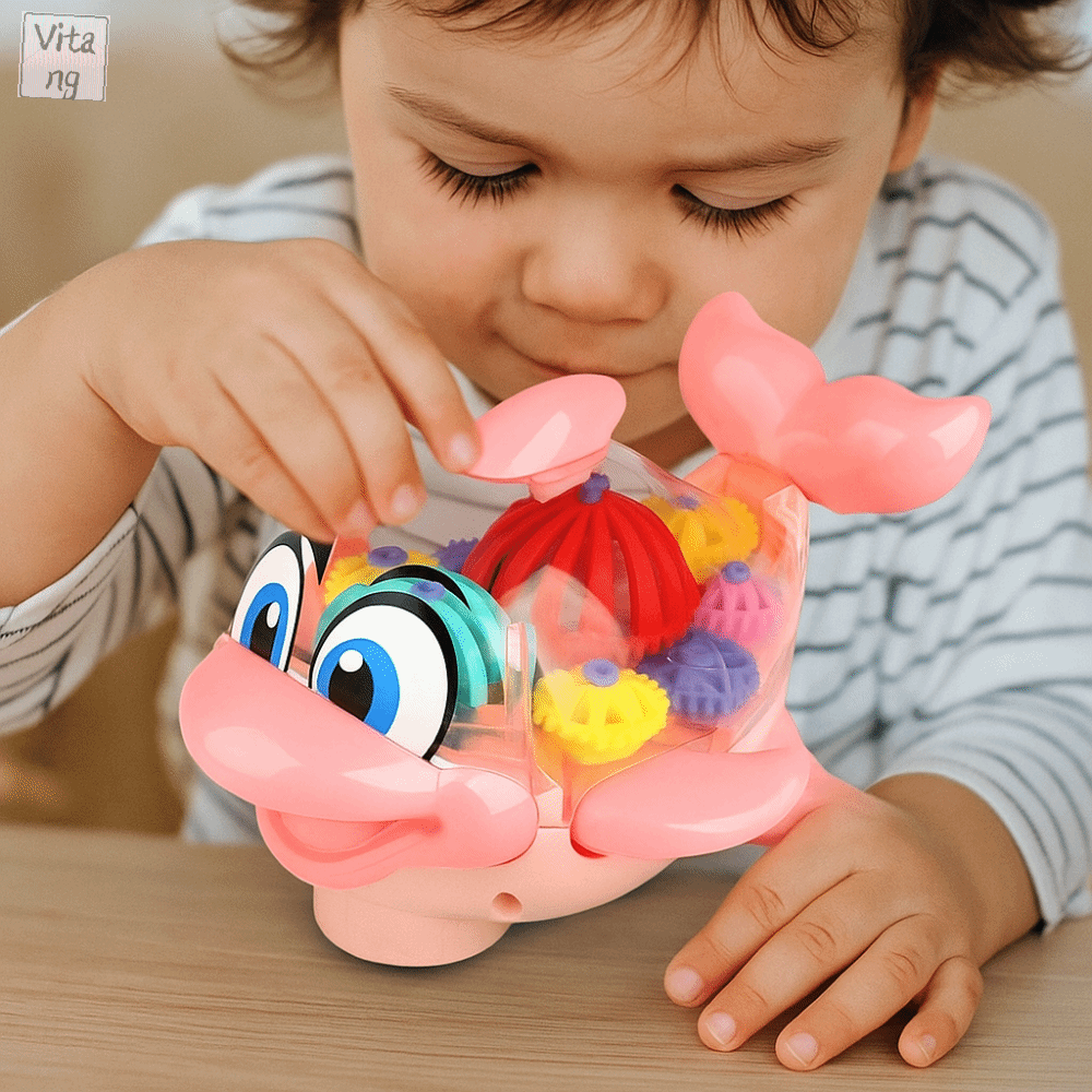 VITANG Điện Đồ chơi cá heo phát sáng Đèn LED Nhạc nhẹ Đồ chơi sinh vật biển cơ khí Đồ chơi xếp hình cho trẻ em Linh hoạt Đồ chơi mô phỏng động vật biển Trẻ mới biết đi, trẻ em
