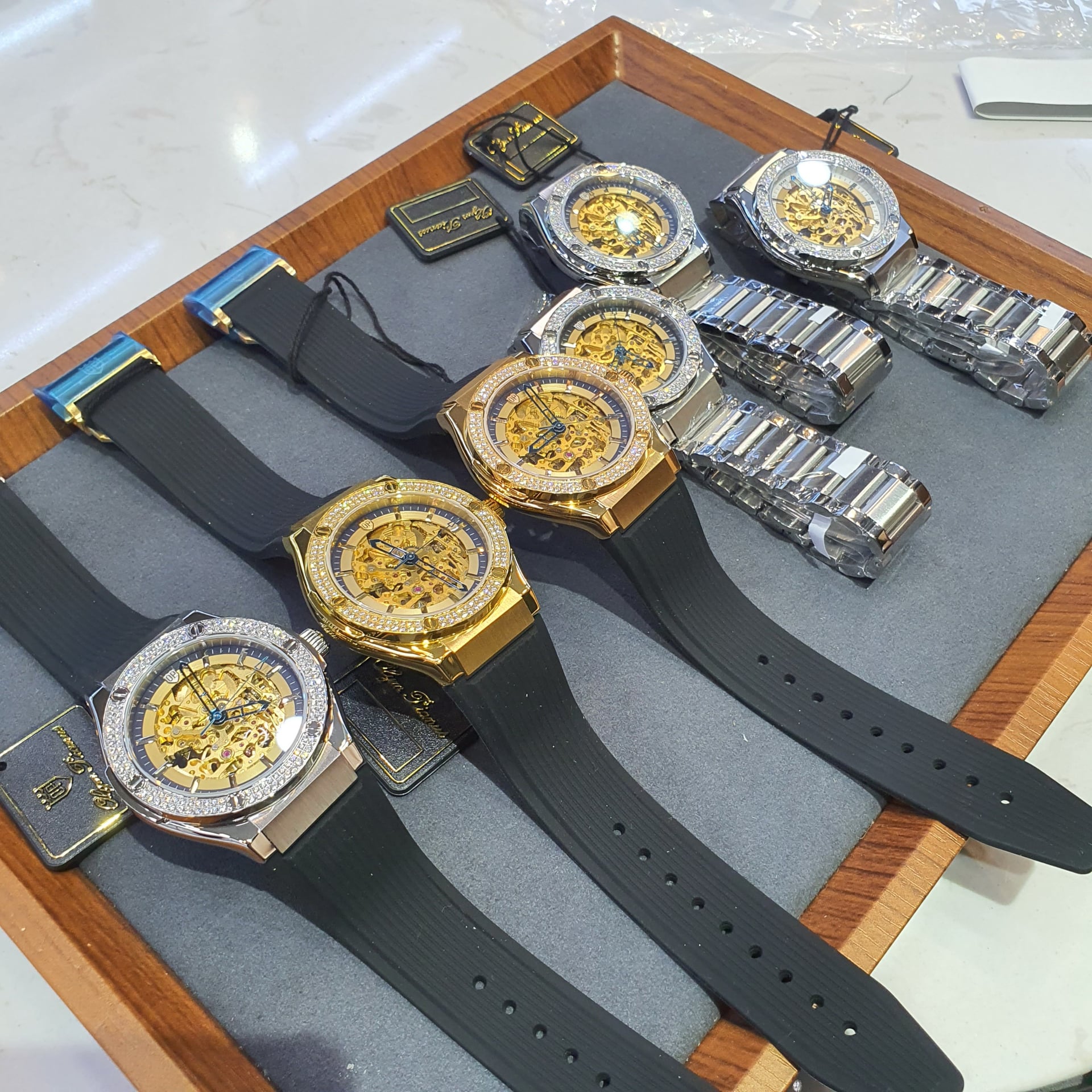 Đồng hồ nam Olym Pianus skeleton OP990-45 - Tiểu Hublot lộ cơ dây cao su