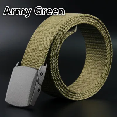 Nylon Canvas Men Belt Breathable Military Tactical Women Waist Belt With Plastic Buckle(Black) - intl