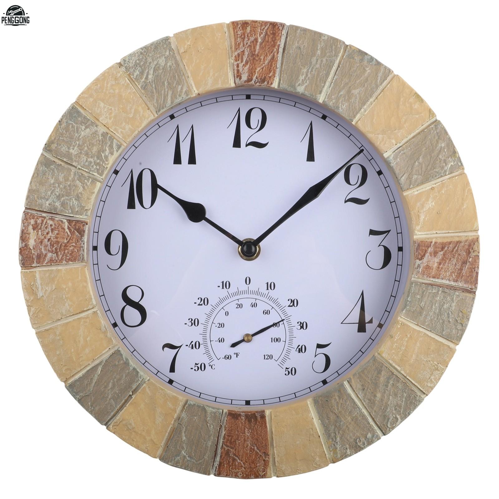 HOMETOOL Weather Resistant 10 Inch Wall Clock with Thermometer for Indoor Outdoor Spaces ราคา 1,593 บาท*ส่งฟรี