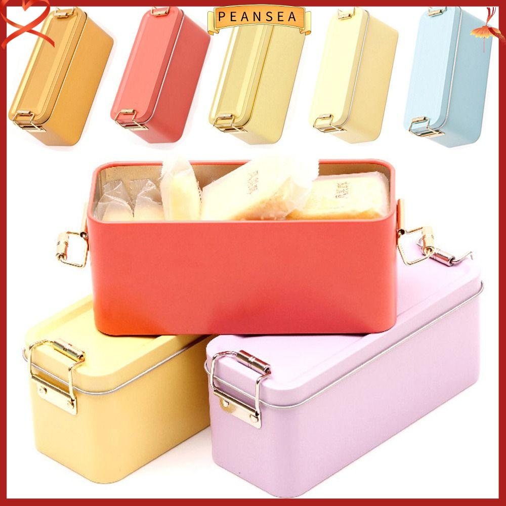 PEANSEA Cổ điển Hộp sắt hình chữ nhật Hình chữ nhật Có nắp Hộp lưu trữ  loại  Bền bỉ Hộp thiếc Bao bì bánh dứa