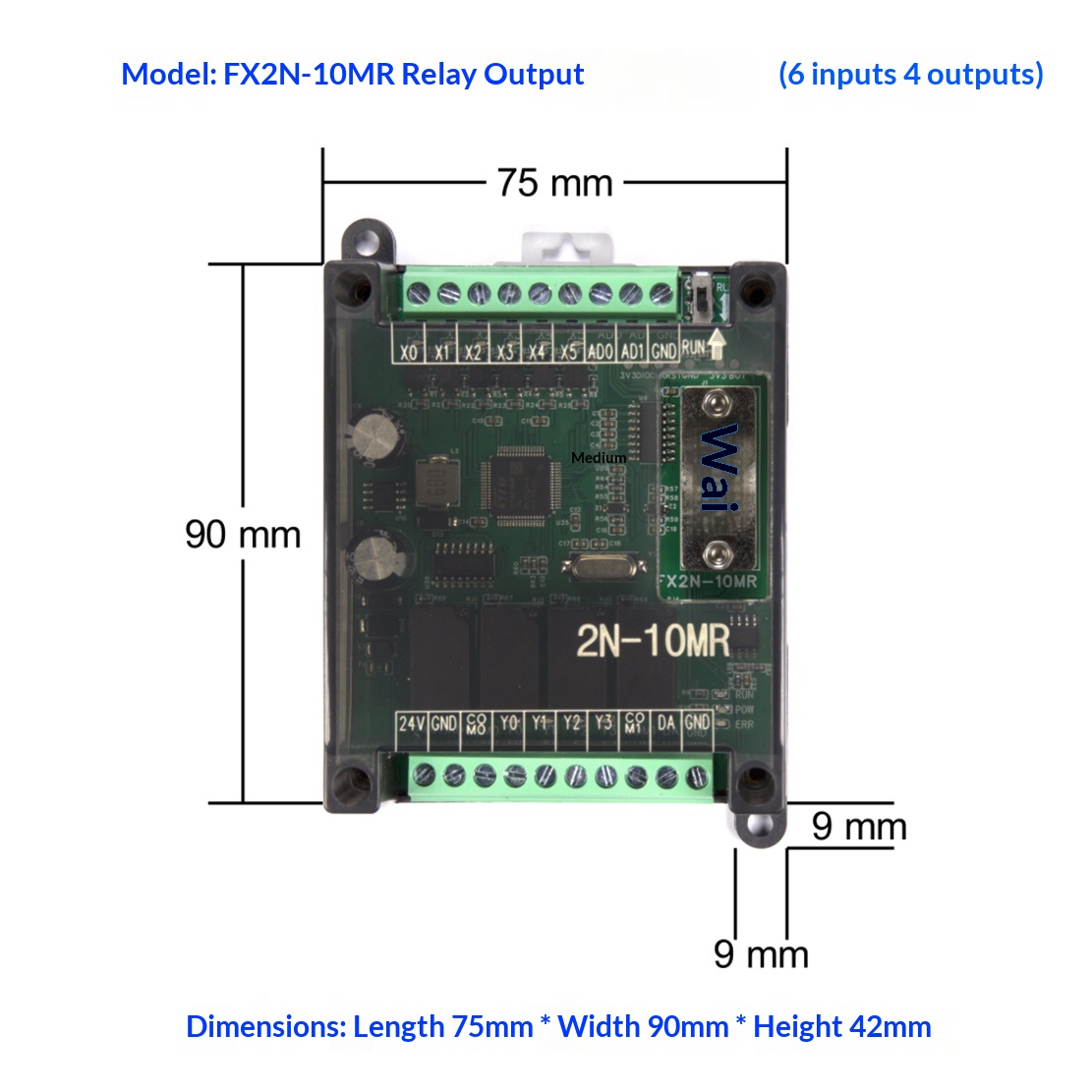 Board Mạch PLC Mitsubishi HH FX2N-10MR Có Vỏ | TÙY CHỌN FX2N 10MT/MR - 32MT/MR AD/DA-232 HH2N tải chương trình RS232 DB9 nguồn điện 24V GX-Works2