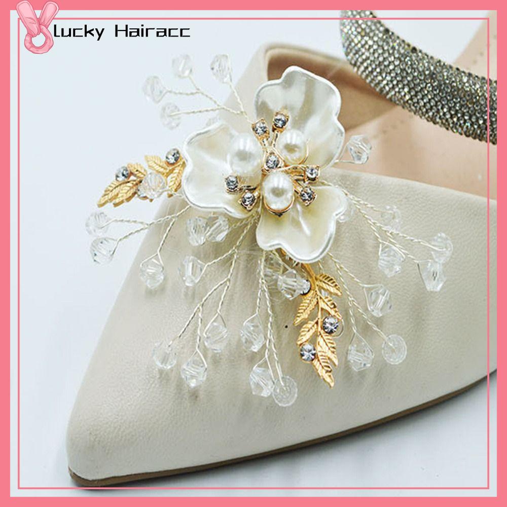 LUCKY HAIRACC Hoa thanh lịch Khóa kẹp giày Pha lê sáng bóng Có thể tháo rời Kẹp giày Phụ kiện trang trí Phụ kiện Hạt charm túi Tiệc cưới