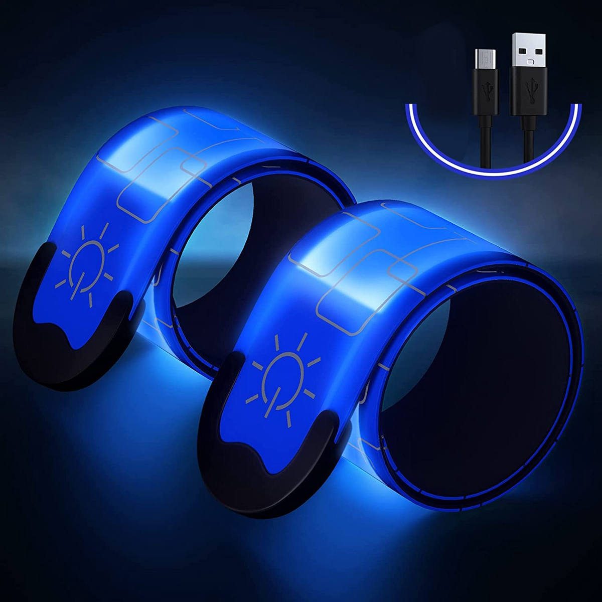 2 Pack USB Rechargeable Reflective Armbands