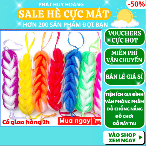 Bông tắm cọ lưng dài tạo bọt tốt cao cấp , Bông tắm cọ dài mềm mại màu ngẫu nhiên , Bông tắm dài cọ lưng co giản tạo bọt nhiều , Bông tắm lưới dài có dây treo tiện lợi , Bông tắm lưới dài đa năng cao cấp , Phát Huy Hoàng