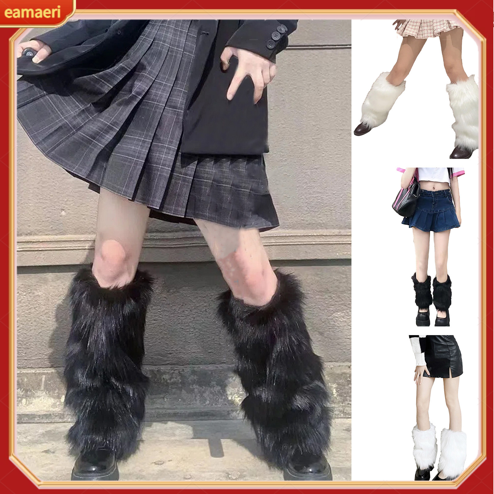 1 Pair Winter Calf Socks Cozy Fluffy Faux Fur Thick Solid Color Anti-slip Warm Pile Socks Leg Warmers JK Boots Stocking Lolita Boot Covers Foot Warming Covers ราคา 129 บาท*ส่งฟรี