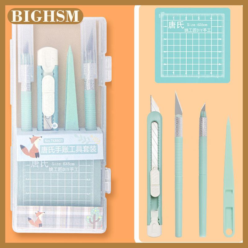 BIGHSM Complete DIY Scrapbooking Tool Kit With Pens Carving Knives Tweezers And Cutting Mats – Non-Retractable Handle For Everyday