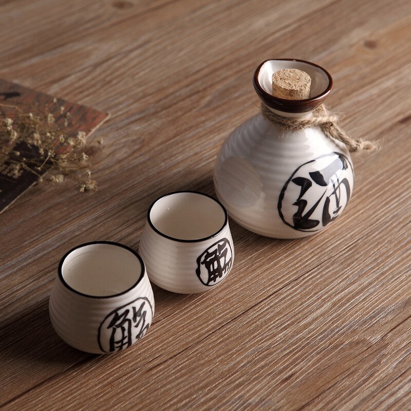 250 ml gốm bộ bình ly uống rượu rượu sake Nhật rượu vang trắng rượu vang Vàng chai rượu nhỏ ly rượu vang một nồi và hai ly ba bộ chi tiết