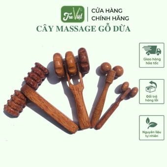 Cây lăn massage gỗ dừa cầm tay - Cây massage mặt/ cổ/ vai/ gáy/ lưng