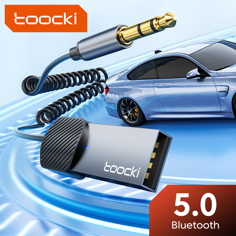 Toocki bluetooth không dây 5.0 Receiver Aux Adapter cho Loa xe hơi âm nhạc Đầu nối USB 3.5mm jack âm thanh AUX Bộ truyền nhận không dây