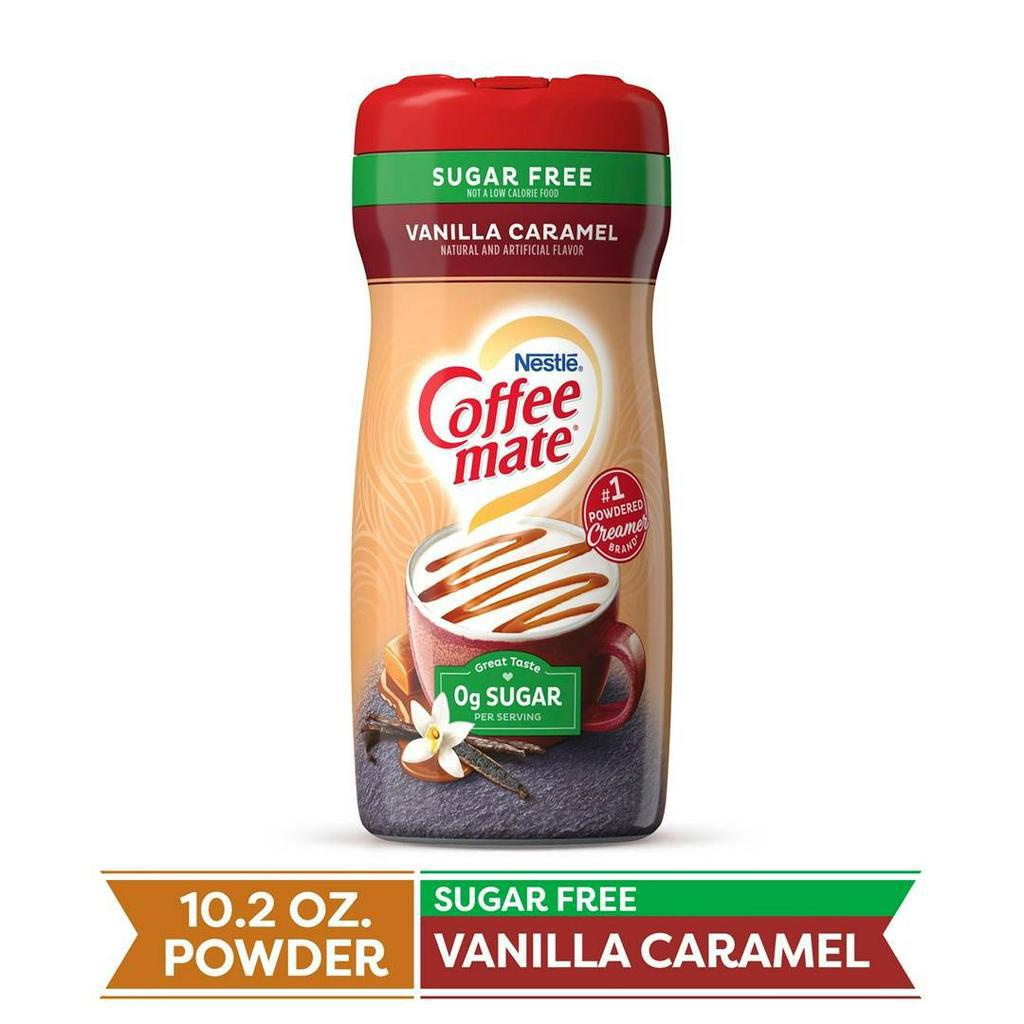 BỘT KEM SỮA KHÔNG ĐƯỜNG VỊ VANILLA CARAMEL Coffee Mate Sugar Free Powder Coffee Creamer 289g (10.2oz) - - Sản phẩm có hương vị vanilla caramel thơm ngon, hấp dẫn - Coffee-mate không chứa đường (sugar-free), không chứa lactose (lactose-free), và gluten (g