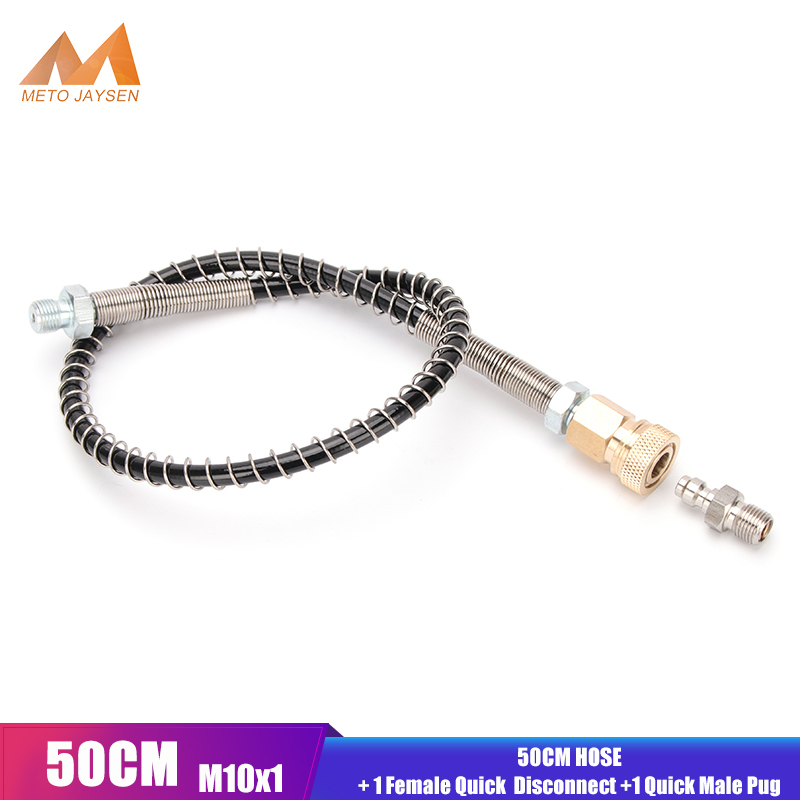 50cm áp lực cao nylon Hose với m10x1 chủ đề kết nối nhanh khớp nối 6000psi PCP bơm pneumatics không khí bơm lại với mùa xuân bọc